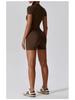 Women's Summer Zipper Short Sleeve Yoga Bodysuit Jumpsuit
