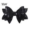 Fashion Hair Accessories Double Layered Glitter Bow Clip for Girls, Artificial Leather Barrettes, Party Non Slip Children Daily Wear & Kids