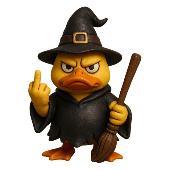 Wizard Duck Figurine Resin Middle Finger Ducks Tabletop Centerpiece Halloween Collectible Ornament for Home Decor