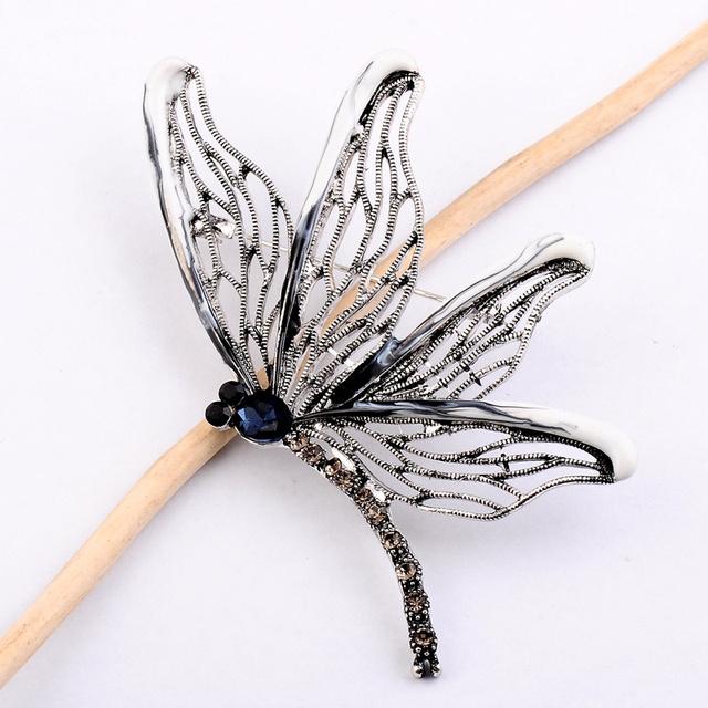 

Крылатая стрекоза, высококачественная изысканная брошь со стразами, популярные аксессуары для одежды белый