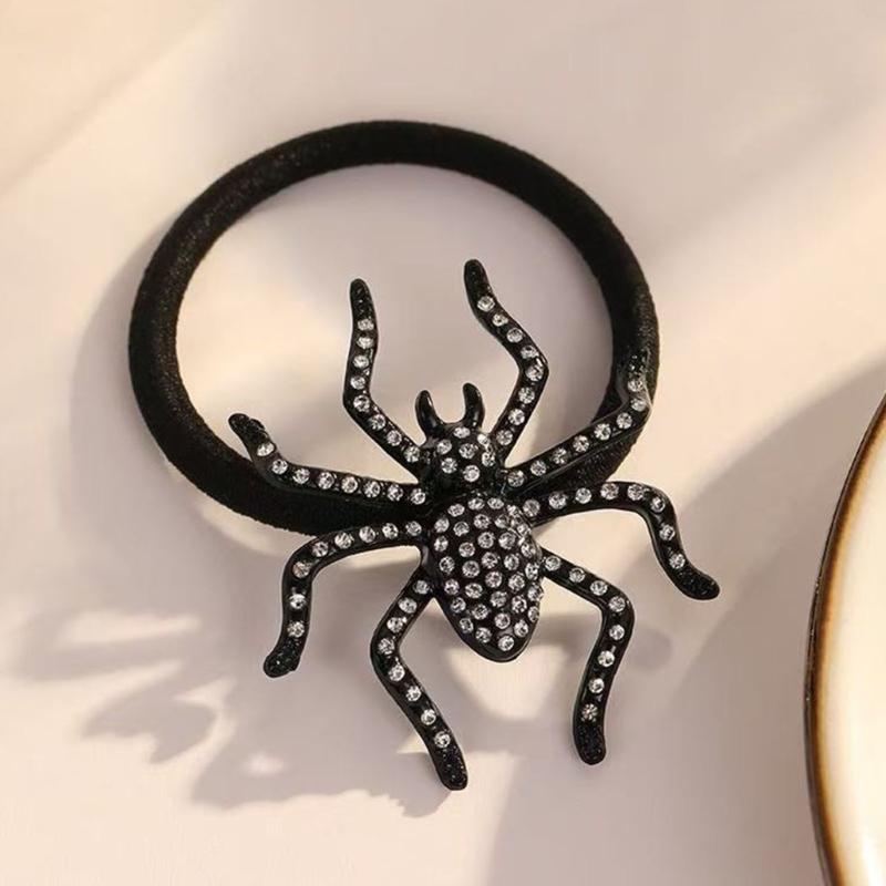 Spiders Hair Accessory For Women Halloween Crystal Rhinestones Decoration Party Hair Tie Everyday Use