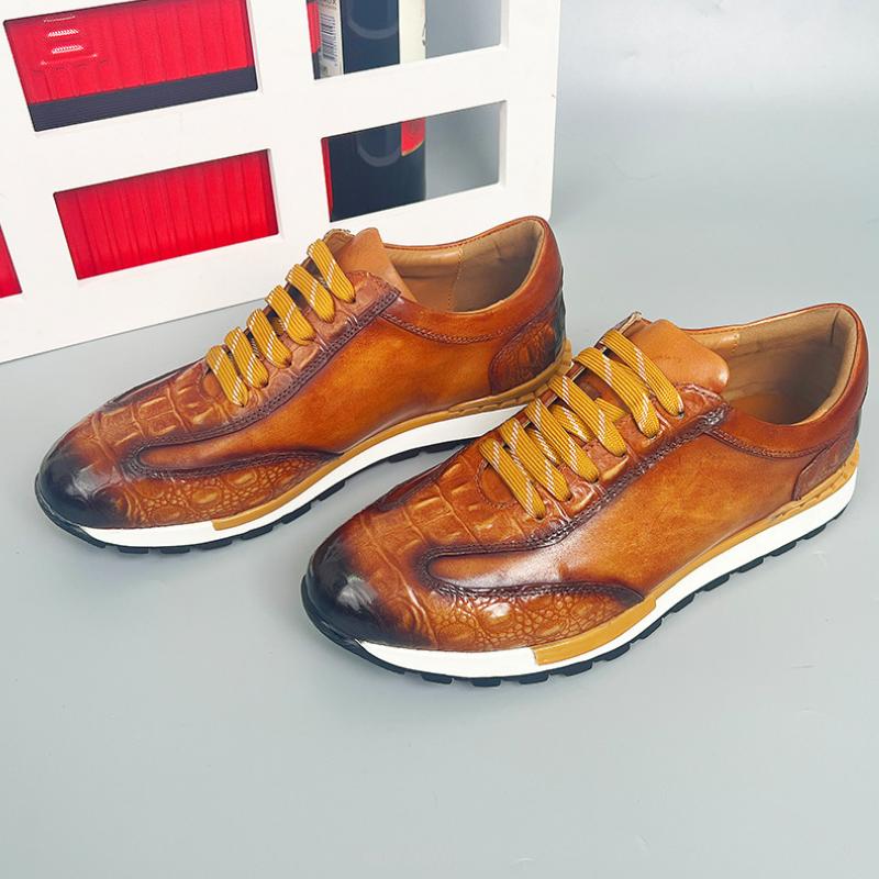 Heren Oxford Sneaker Koe Echt Leer Krokodillenpatroon Mannen Schoenen Vetersluiting Zakelijk Kantoor Casual Mannen Schoenen b16