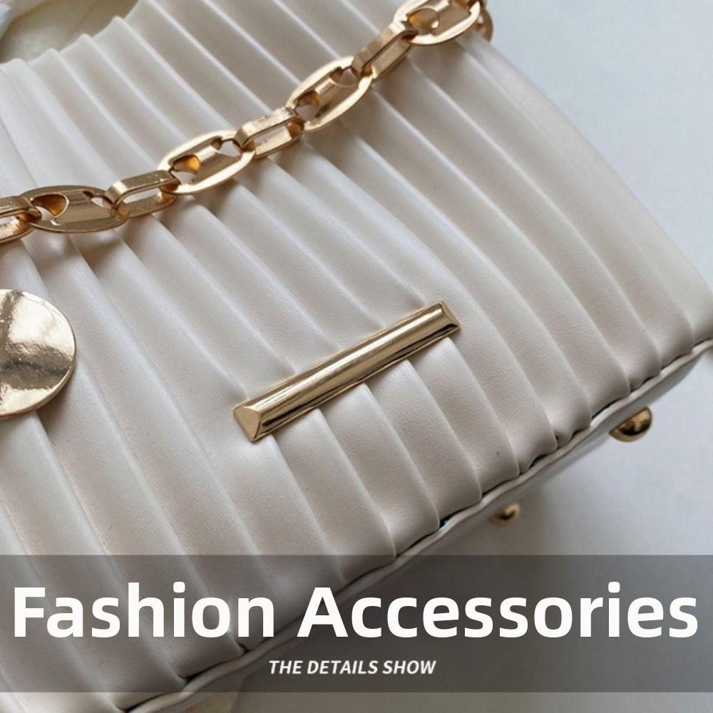 Chain Shoulder Crossbody Bag Pleated Design Bucket Bag Trendy Messenger Bag  Women