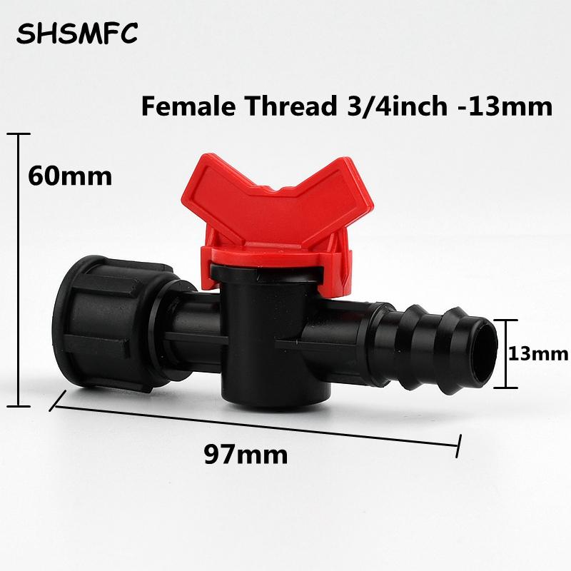 Hose Ball Valves 1/2" 3/4" Thread To 13 16mm Barbs Connectors Garden Agriculture Micro Irrigation Water Pipe Switch Controller
