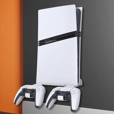 Wall Mount Host Universal Wall Bracket with Controller Hook Stand Holder Space Saver Hanging Wall Holder for PS5 Pro/PS5 Slim