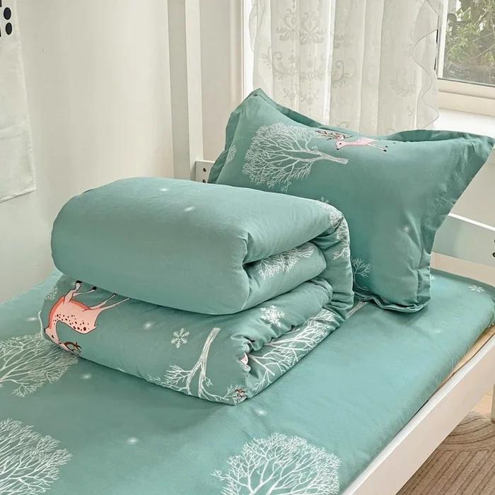 Plant Cashmere Student Dormitory Three-piece Bed Kit Single Double Household Bed Sheet Quilt Cover Popular