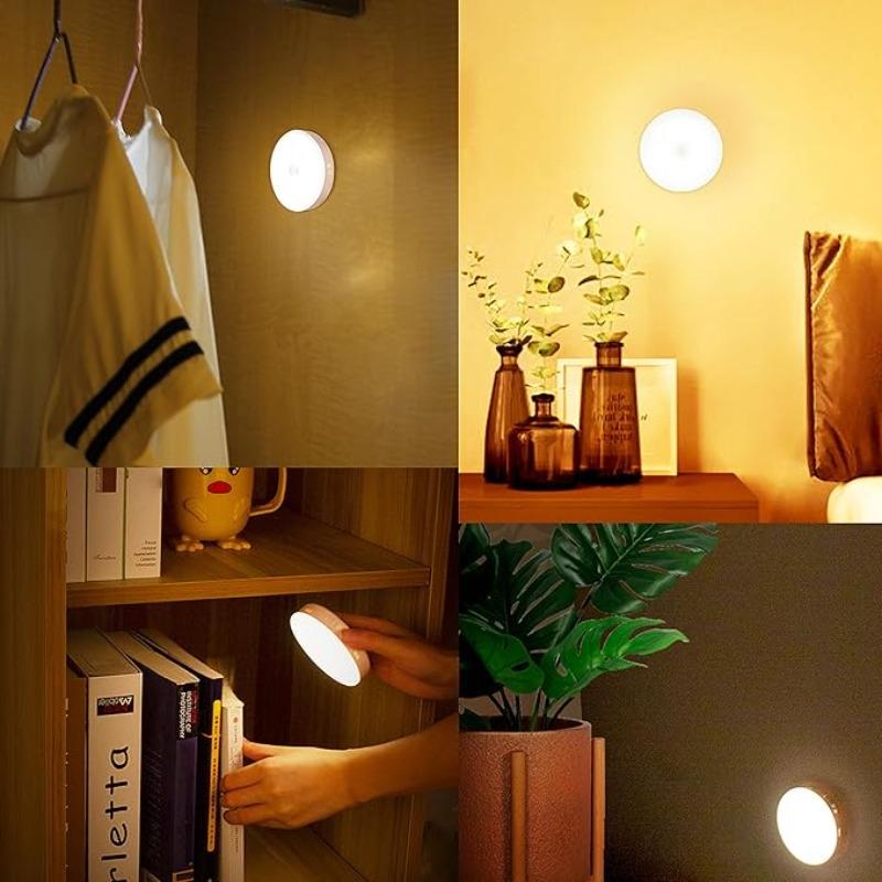 Motion Sensor Night Light 1/2/4/6 Pack Wireless USB Charging Closet Light Suitable for Stairs Cabinets Kitchen Corridors