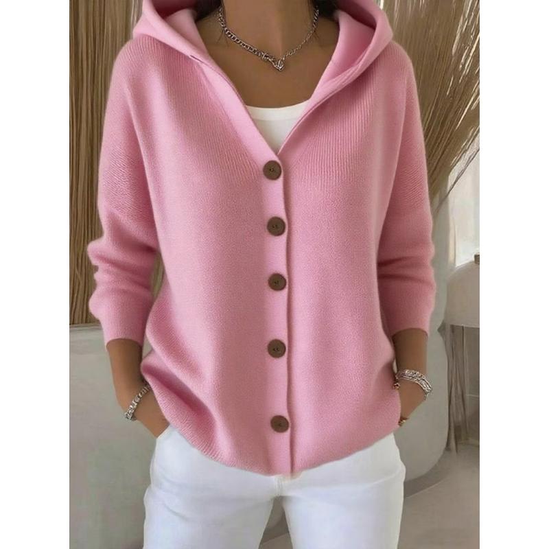 Autumn and Winter Hooded Knitted Cardigan Women's Solid Color Casual Fashion Sweater Jacket Women