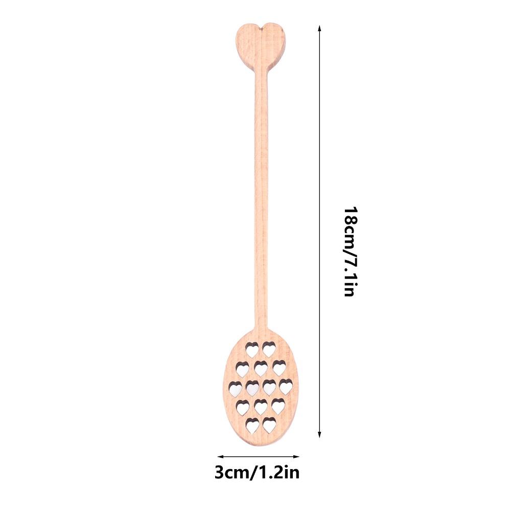 3 Pezzi Cucchiaio Miele Faggio Elaborato Motivo a Cuore Mescolatore in Legno Facile da Pulire Durevole Bastoncino per Nectar