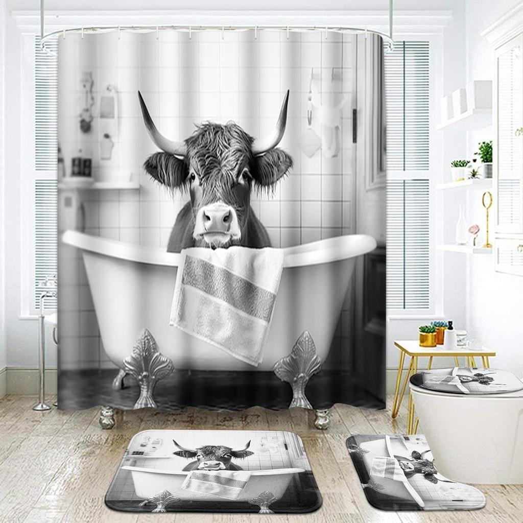 Artsocket Pink Mermaid Tail Scales Bathroom Set With Shower Curtain And Rugs Accessories Sea Turtle Seahorse Octopus Conch Showe