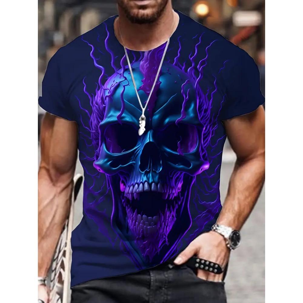 

Plus Size Skull Graphic Print Tees For Men Casual Quick Drying Breathable T-Shirt Short Sleeve T-shirt for Running Training 6XL
