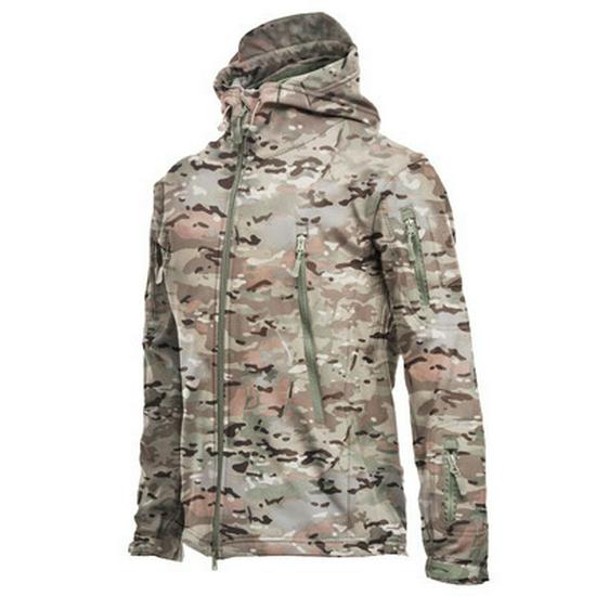 Men's Tactical Waterproof Camouflage Softshell Jacket - Warm Fleece Windbreaker for Outdoor Workwear