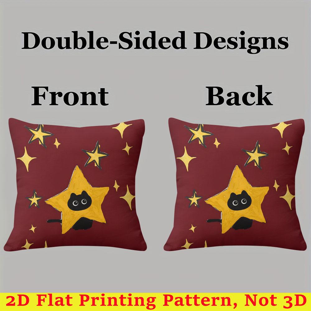 Star Cat Square Jacquard Pillow Cover for Sofa Office Waist Cushion Cover Home Decorative Pillowcase