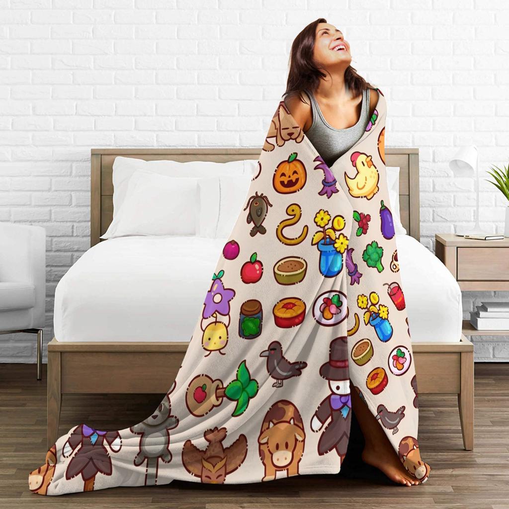 Creature In Stardew Valley Fashion Blankets Flannel Cute Jimino Animals Warm Throw Fashion Blanket for Home Couch Quilt Multi-function