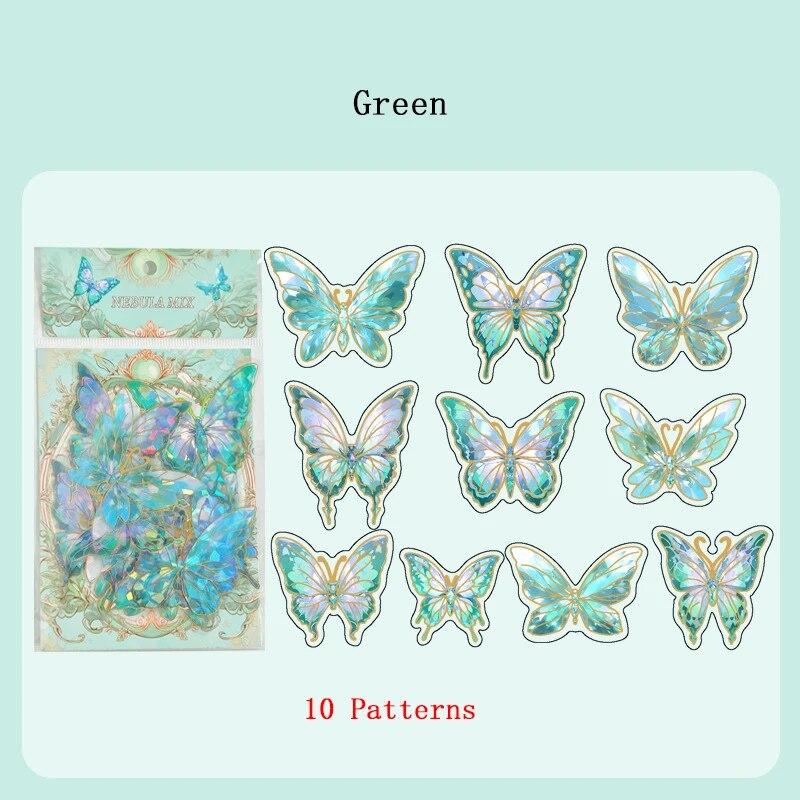 3D Laser Butterfly Stickers Decorated Gold Stamping with Various Shapes for Gifts Can Self Adhesive for Freely