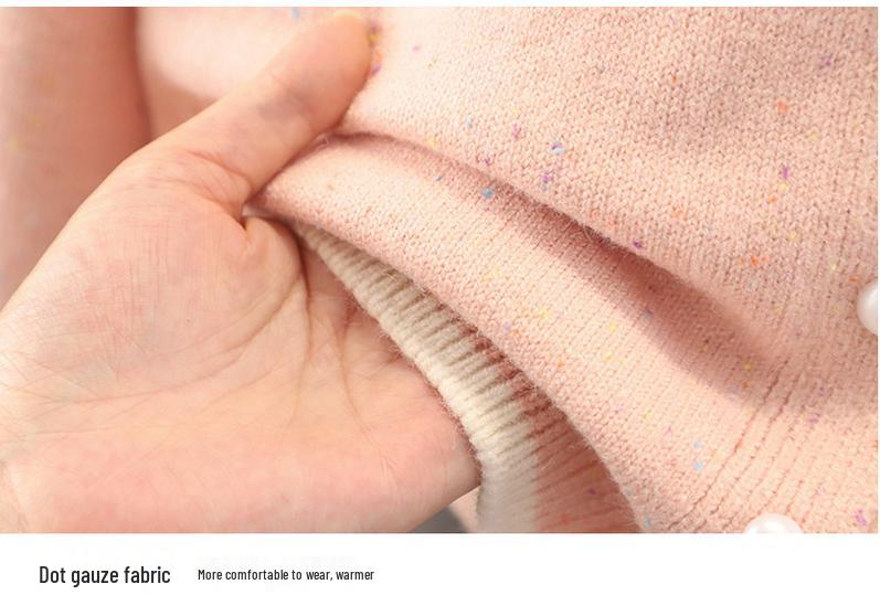 Girls' 2025 Autumn Cardigan - White Knit, Spring & Autumn Style Thin Sweater