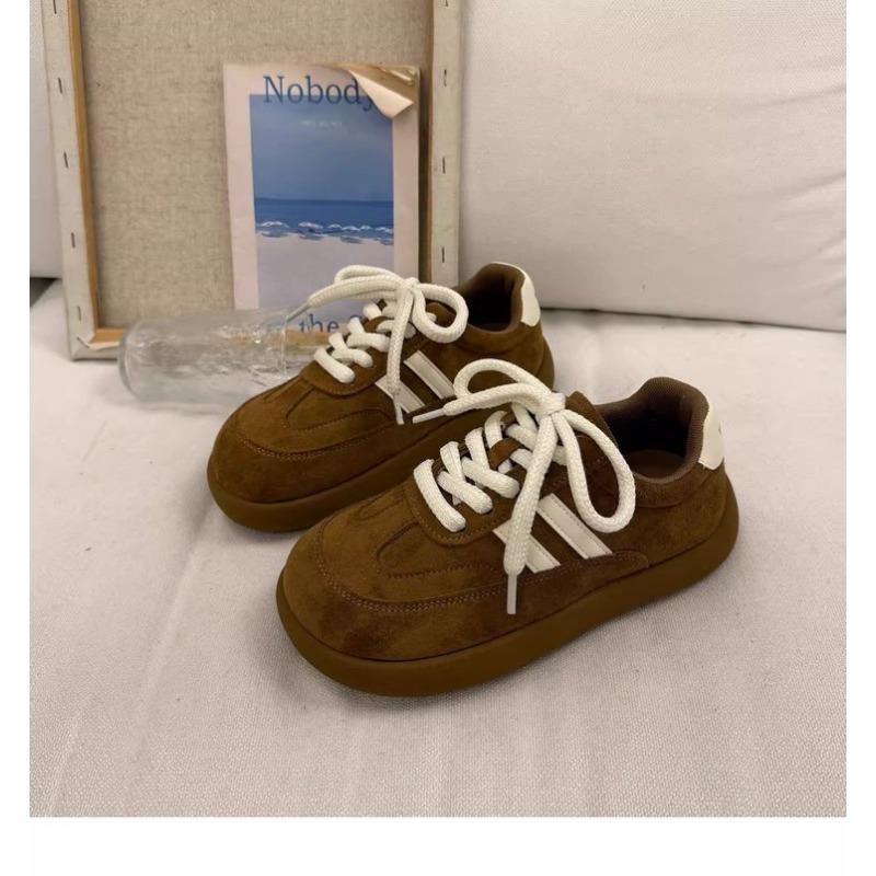 

Women s Suede Sports Shoes Retro Striped Casual Shoes Warm and Thick Soled Training Shoes Suitable for Daily Wear 40 коричневий