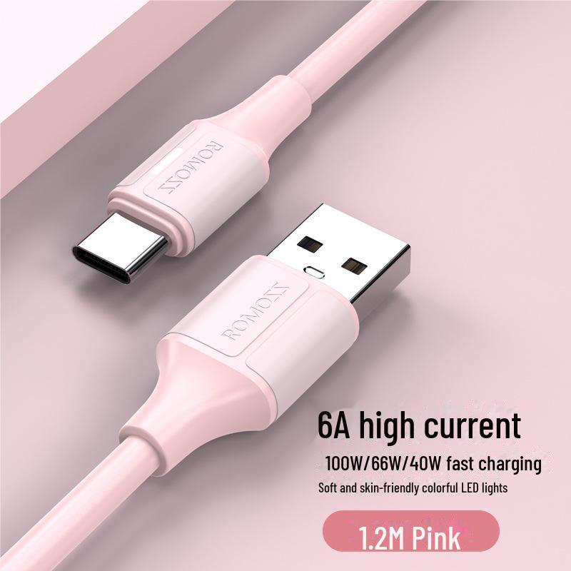 

Кабель быстрой зарядки ROMOSS 6A для устройств Huawei, Xiaomi и Android - Разъем Type-C 1.2m (Color Box Packaging)