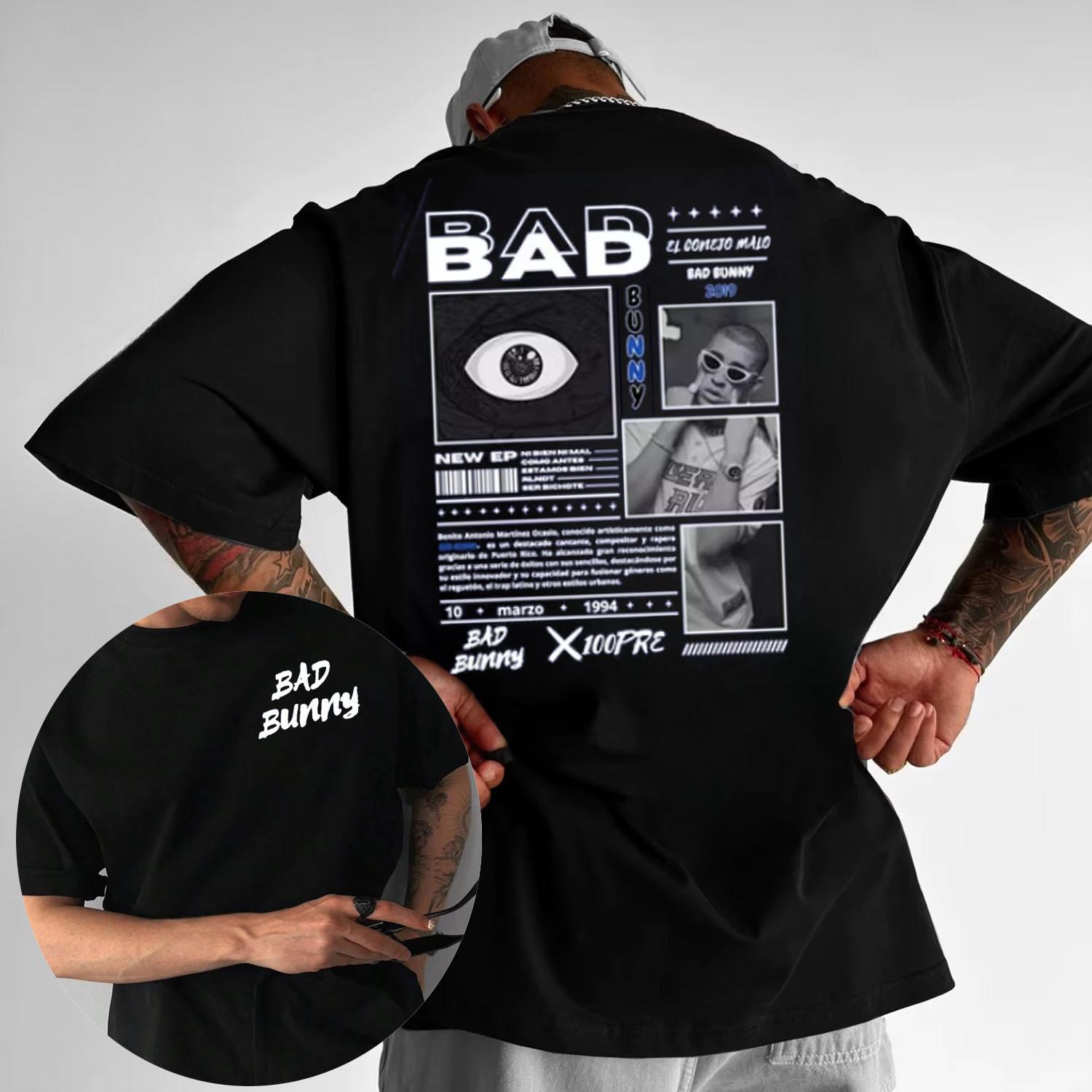 2025 Summer Rapper Bad Rabbit Album Cover Graphic Tshirt Mens Cotton Shortsleeved Tshirt Harajuku Hiphop Oversized Tshirt M