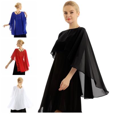 Womens Ladies Wedding Capes Chiffon High Low Shawls Shrug Bridal Long Shawl and Wraps