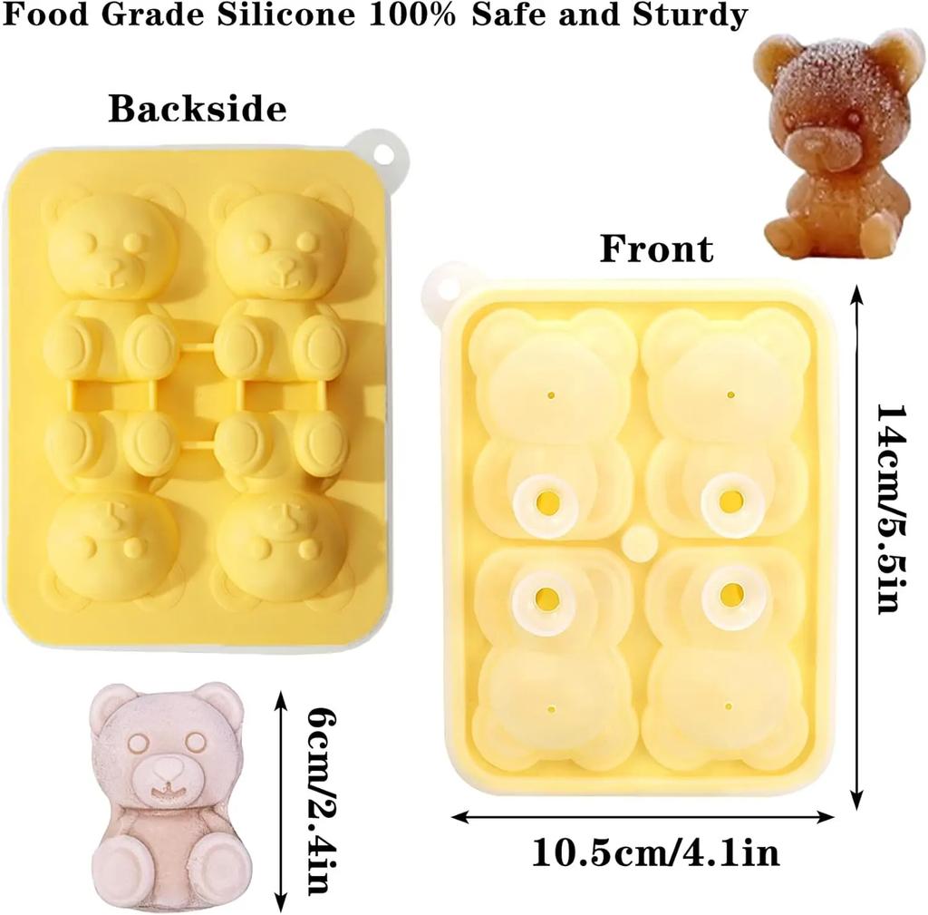 Stampo per Blocchi di Ghiaccio a Forma di Orso Creativo Silicone per Alimenti Scatola per Ghiaccio Domestica Stampo per Ghiaccio a Cartone Animato Operazione di Sformo Facile Viene Fornito con Imbuto