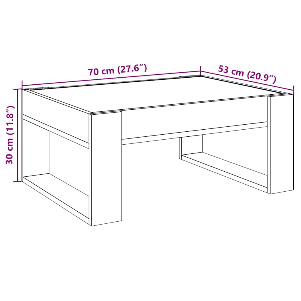 Infinity LED Coffee Table in Brown Oak Effect 70 x 53 x 30 cm