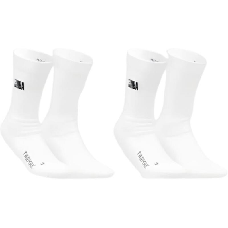Decathlon DECATHLON SO900 Letter Comfort Soft Mid-Socks Unisex 2 Pairs Snow White