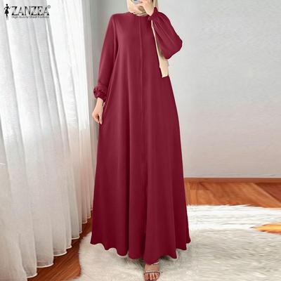 Rochie de damă casual cu gât rotund, culoare solidă, cu mânecă lungă