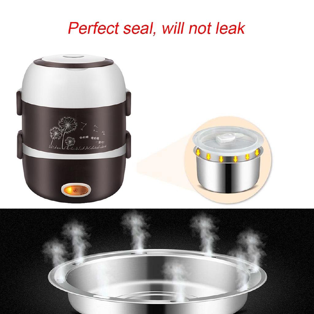 220V 3 Layers Electric Rice Cooker 2L Stainless Steel Steamer Warmer Container Heating Lunch Box New