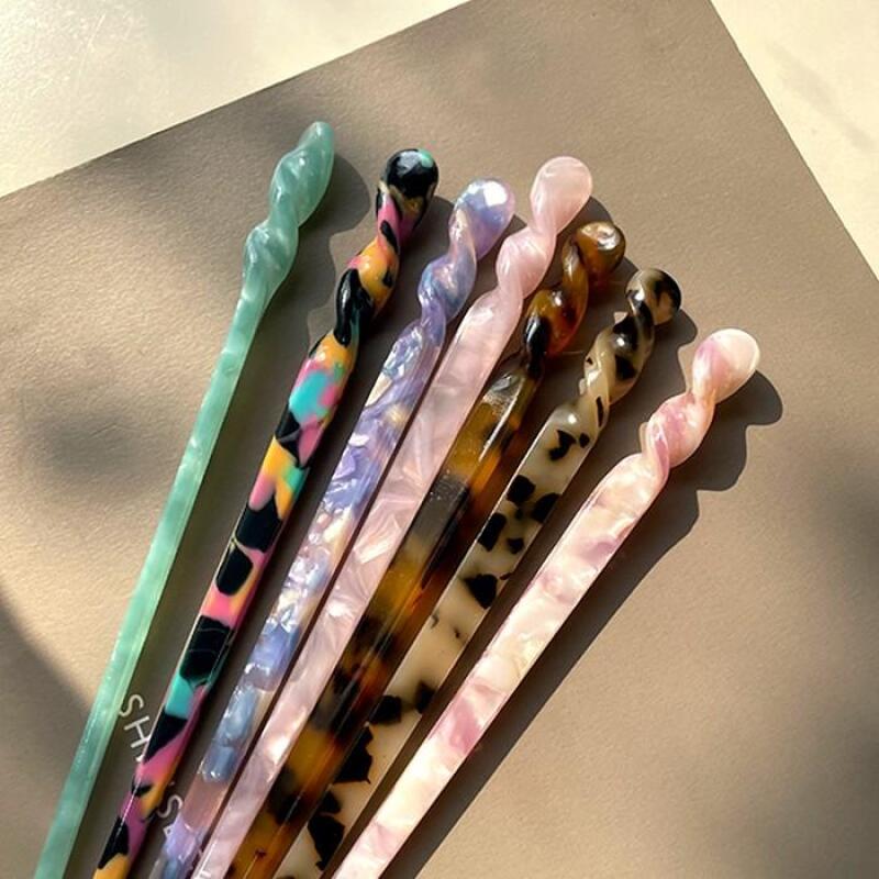 

Hairpin with flower on the back, hairpin with chopsticks, screw hairpin 1-Hairpin-Hopi Brown