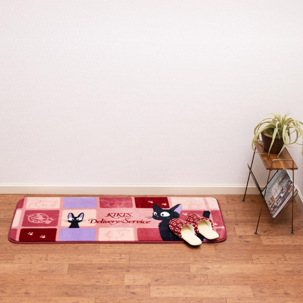 Senko Delivery Service Jiji Cube Rug 50 x 120 Ghibli 27988 Kiki's Mat, Approx. cm, Green, Character, Non-Slip, Cute, Fluffy, Soft, Warm, Washable,