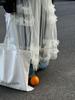 LUXI Korean Sweet Mesh See-Through Camisole Dress with Layered Blouse & Lace Long Skirt