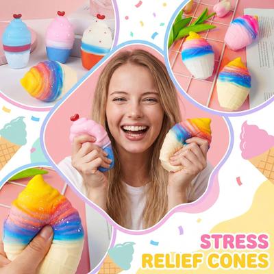 Slow Rising Ice Cream Squishy Toy Soft Foam Stress Relief Squeeze Toy for Kids and Adults Sensory Fidget Toy with Durable Material and Smooth Texture
