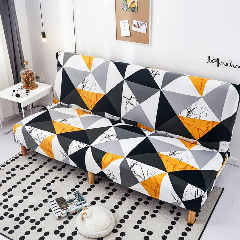 Armless Sofa Bed Cover Spandex Stretch Futon Slipcover Elastic Full Folding Couch Sofa Shield Fitted Full Folding Sofa Slipcover