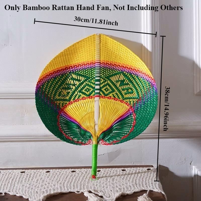 1PC Pure Handmade Peach Shaped Bamboo Woven Fan/ Bamboo Rattan Hand Fan Summer Cooling Supplies Hand Cranked Fan /mini Fan/