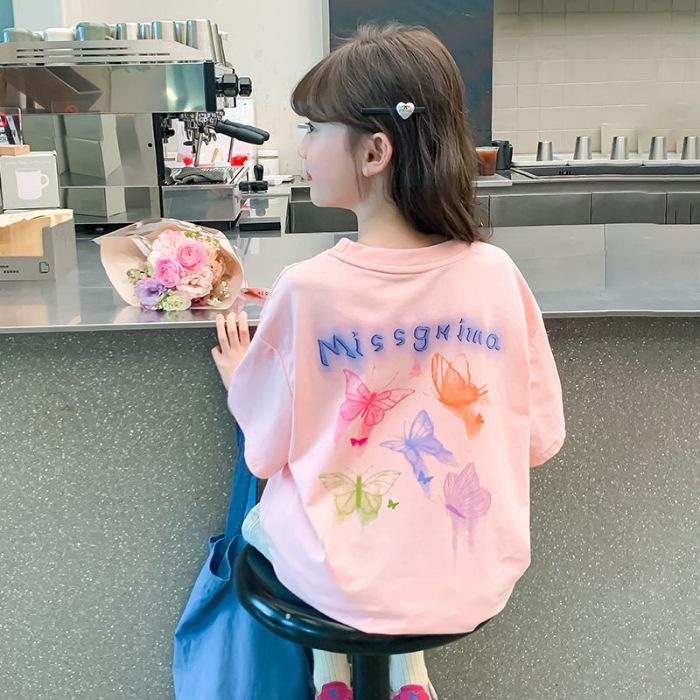 Girls Summer Lightweight Short Sleeve T Shirt Round Neck Stylish Top 120