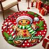 Christmas Gingerbread Man Round Rug Holiday Decorative Mat Outdoor Xmas Living Room Perfect Christmas Gift for Family Friends