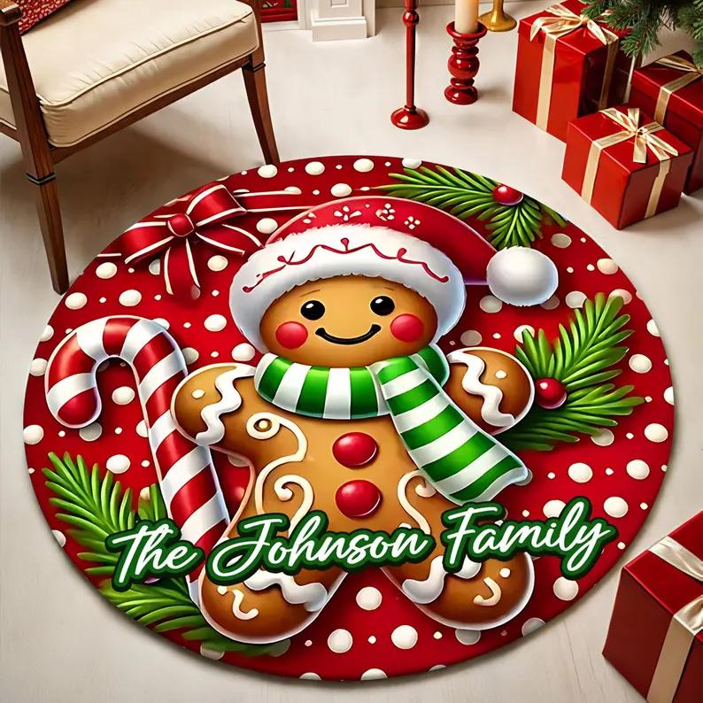 3D Christmas Village Rug Winter Snow Town Carpet Cozy Holiday Floor Mats Glowing Light Xmas Home Decor Gift Idea