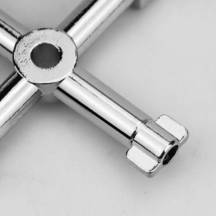 Clé multifonction 4-en-1 - TANDE - 4 voies - Alliage de zinc - 5,5x5,5 cm - Universelle armoires/vannes