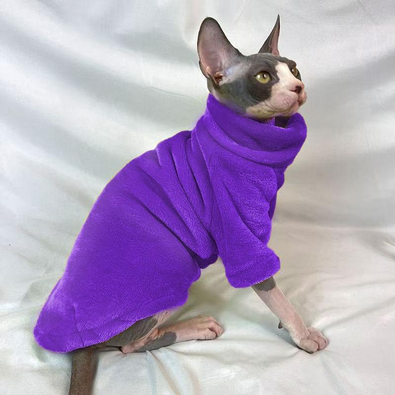 Hairless Cat Clothes Autumn and Winter Models Thickened Sphinx Cat Clothes German Mink Fleece Bottoming To Keep Warm and Comfortable