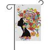 Garden Flag Home Decoration Yard Flag Floral African American Girl Polyester Great Outdoor Decorations
