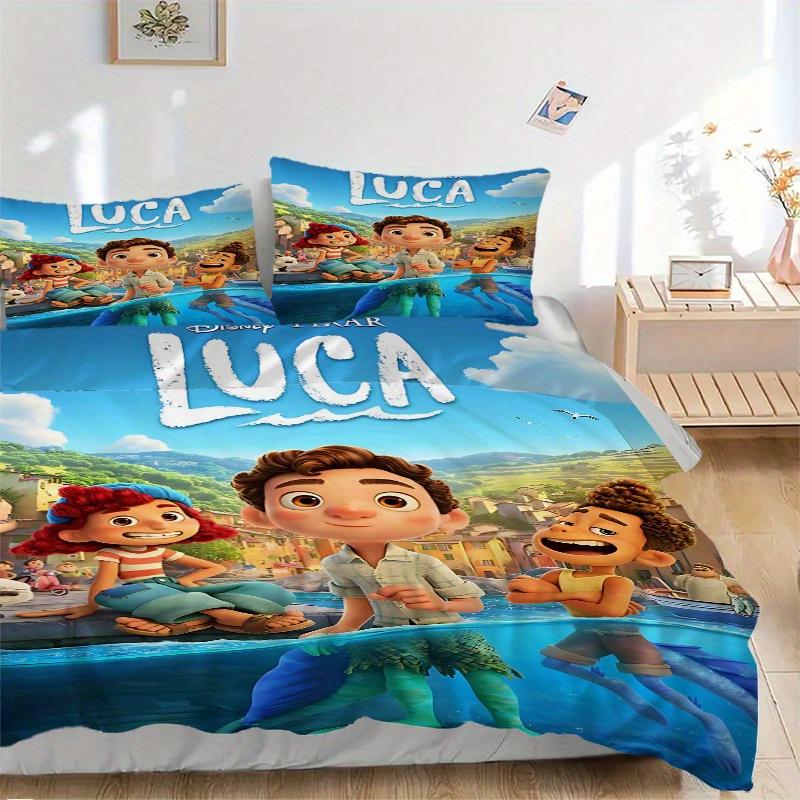 3 Piezas Luca Disney 1 Funda de Edredón + 2 Fundas de Almohada, Rellenos de Almohada No Incluidos, Lavable a Máquina, Uso en Todas las Estaciones, Habitaciones de Adolescentes y Adultos122