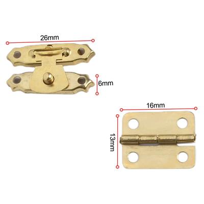 15 peças/conjunto dobradiças de bronze antigo 16*12mm com fecho de caixa fechos de ferrolho 26*15mmw/parafusos fivela retrô cadeado fechadura de caixa de joias de madeira