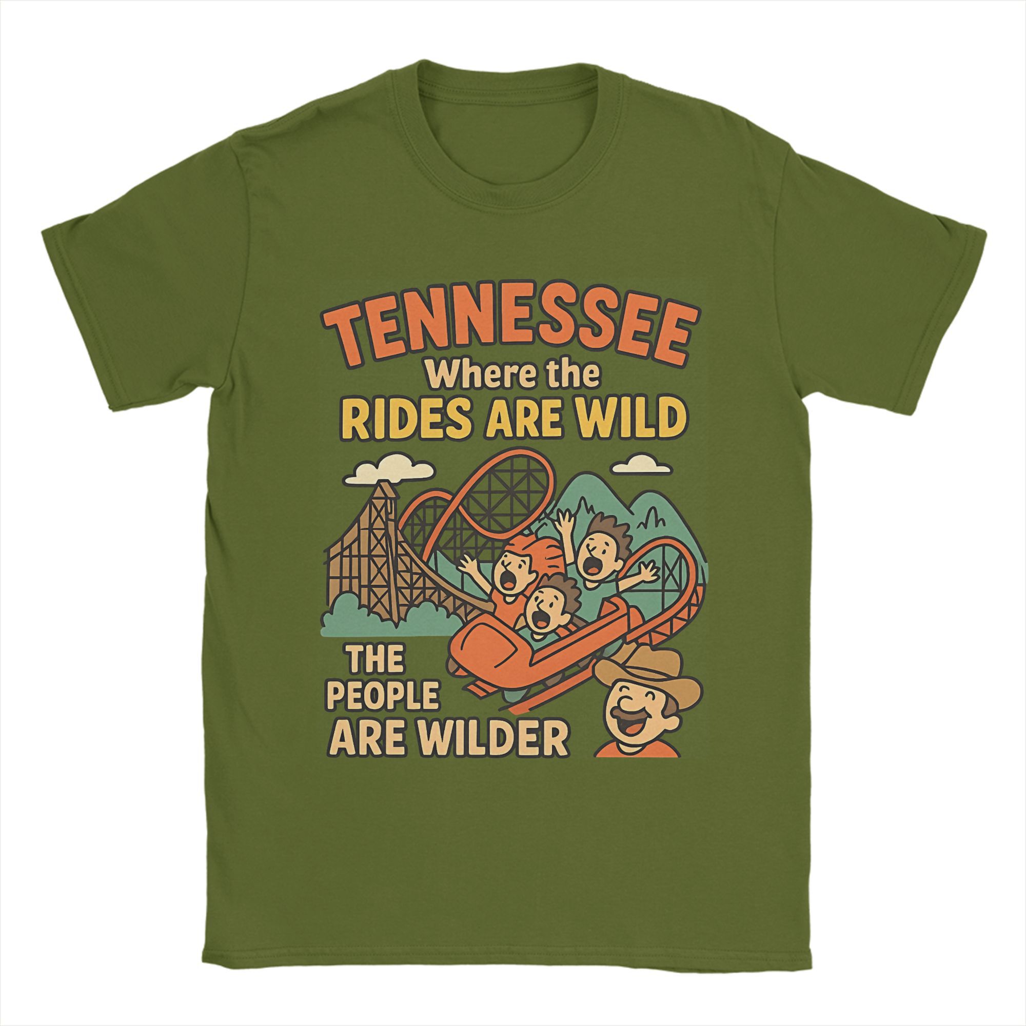 

Tennessee TN Roller Coaster Men T Shirts Unique Tee Shirt Short Sleeve O Neck T-Shirt Pure Cotton Gift Idea Clothes 3XL
