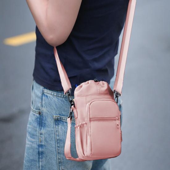 Bolsa de Ombro para Garrafa Térmica Alça Ajustável Bolsa com Cordão para Garrafa para Caminhada Academia Viagem Múltiplos Bolsos Bolsa para Garrafa para Celular Chaves