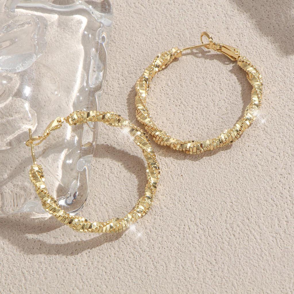 Copper Twisted Texture Gold Ear Cuff Earrings for Women