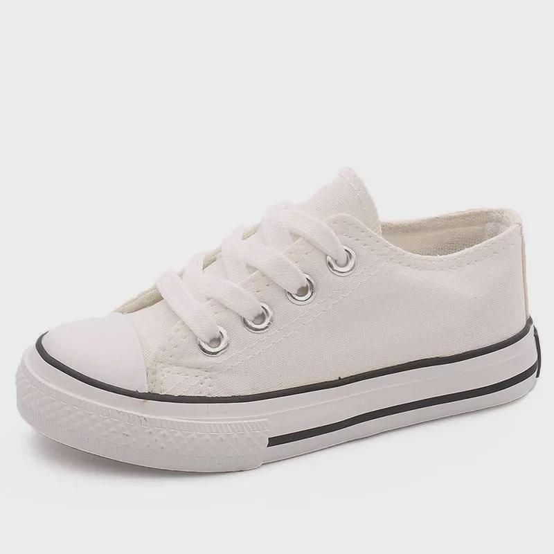 Girls' 2023 Autumn Canvas Shoes - Korean Style, Flat, Casual, Trendy, All-Match, White.