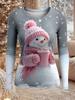 Women's Fashion Snowman Print Long Sleeve, Christmas Holiday Graphic Top, Crew Neck Casual Style, Spring Fall Winter Wear