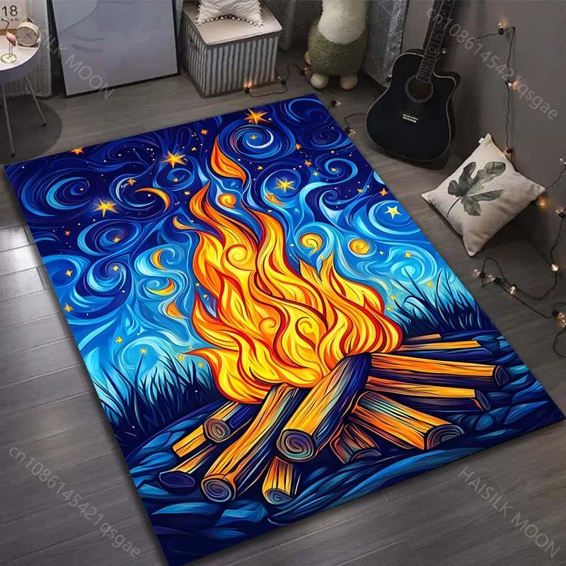 Tapijt met Sterrenhemel en Vreugdevuurprint voor Slaapkamer Woonkamer Bedzijde Bank Vloermat Moderne Huisdecoratie Vloerkleed Luxe Cadeau