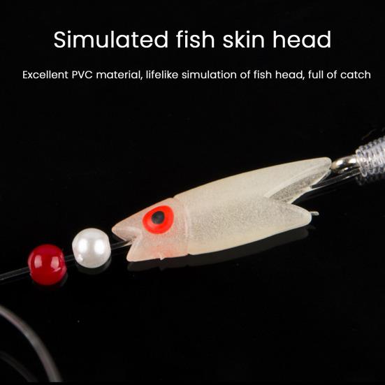 15/30Pcs Luminous Sabiki Rig Glow-in-the-dark Fish Skin Lure Rig Fishing Bait Rig with Hook Invisible Line Saltwater Freshwater Fishing Accessories